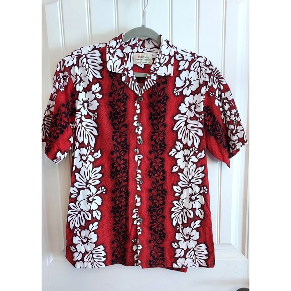 Vintage Royal Hawaiian Creations Shirt Men's Size M Made In Hawaii Red Black - Picture 1 of 5